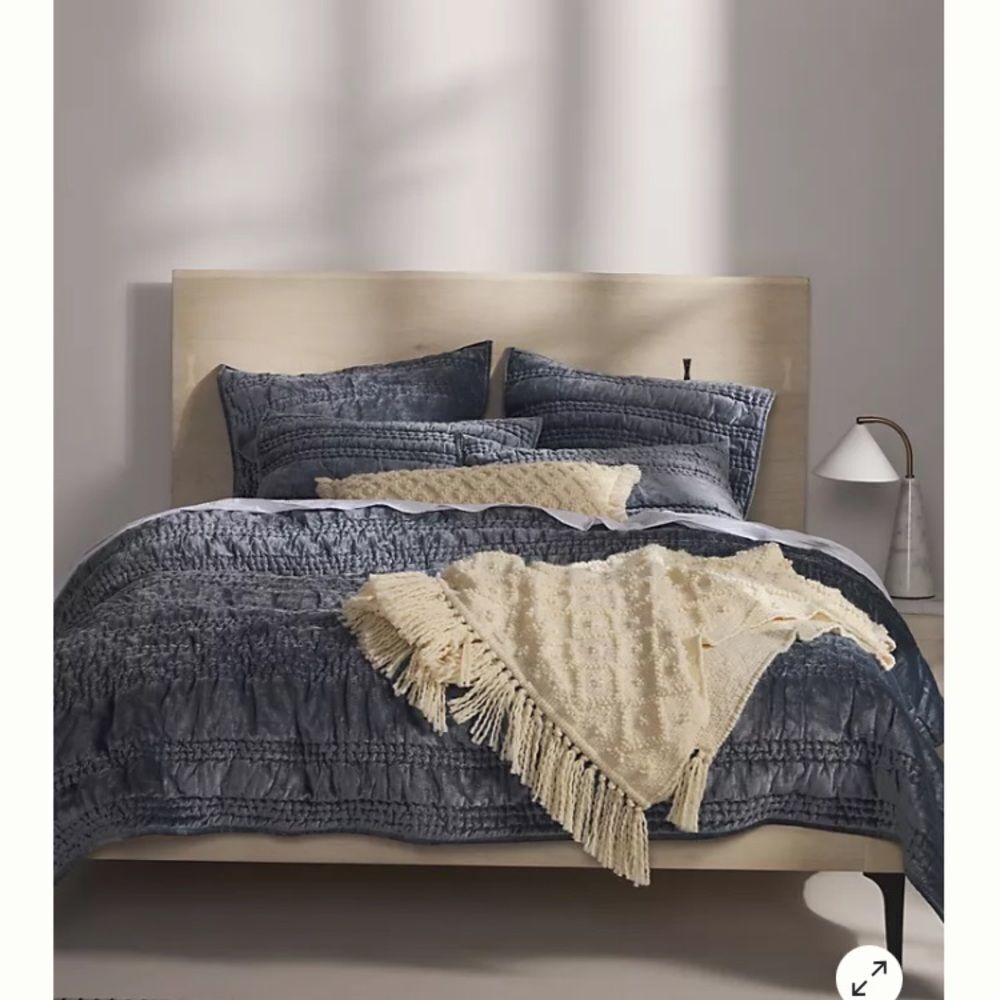 Anthropologie Lustered Velvet Alastair Twin Quilt